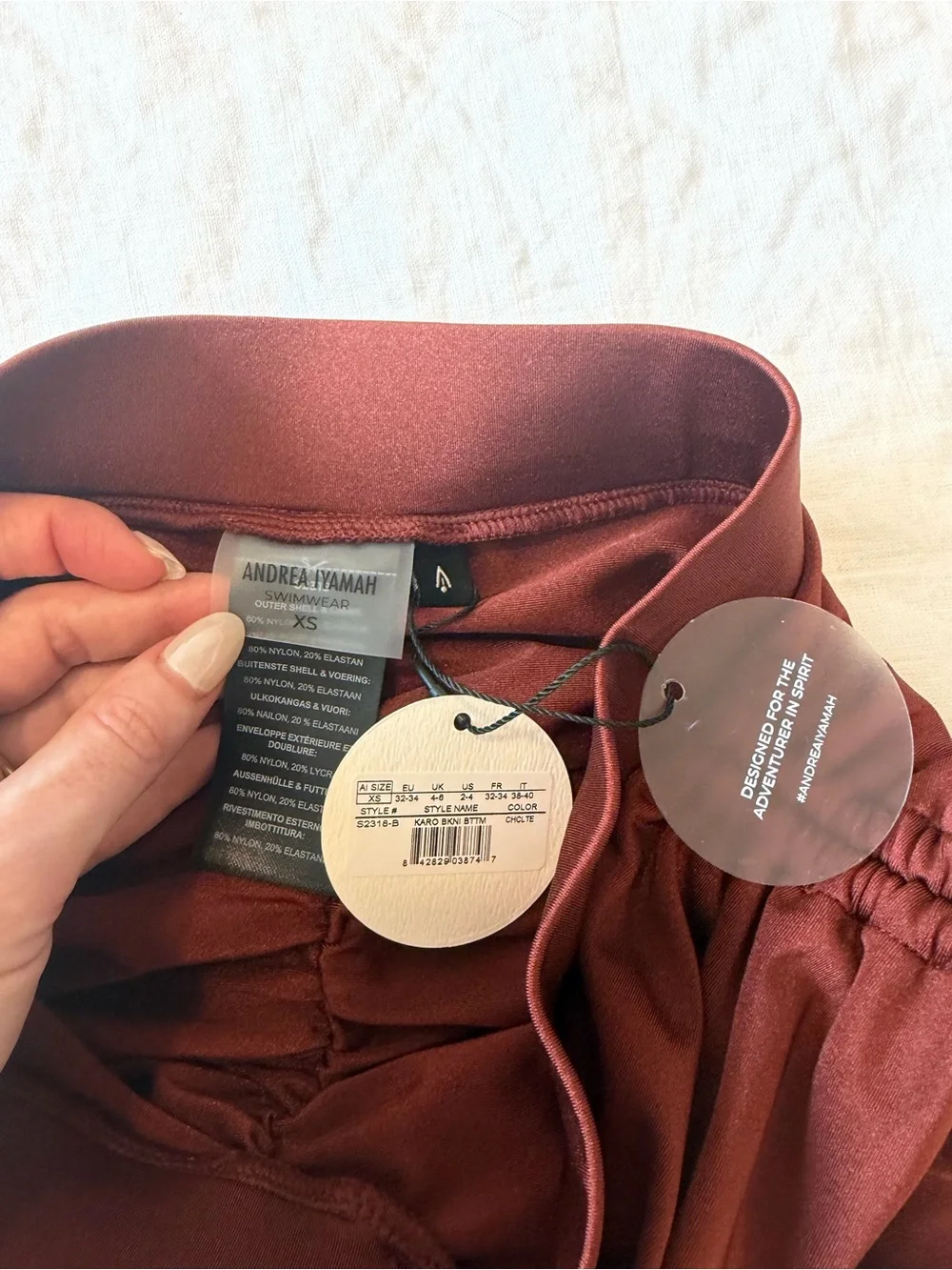 Andrea Iyamah Deep Brown Ruched Bikini Set